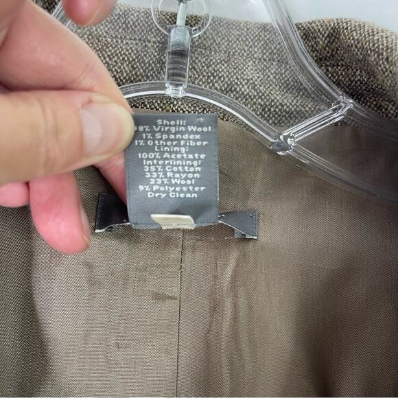 Ann Taylor tan wool bow button preppy office blazer 8P - Picture 5 of 7